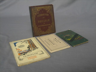 A book of 20 engravings - "Picturesque Views of Horsham and Neighbourhood", a 1930's Official Guide to Horsham, a set of 12 1930's photographic postcards of Horsham and a Cruchleys map of Sussex for cyclists and tourists
