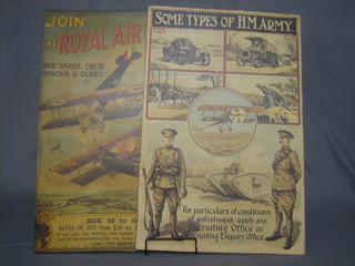 2 reproduction WWI military posters "Types of Army Vehicle and Join the Royal Air Force" 28" x 18"