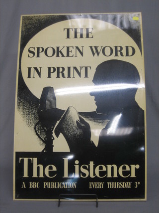 An enamelled advertising sign   - The Spoken Word in Print, The Listener a BBC publication every Thursday 3d 40" x 20"