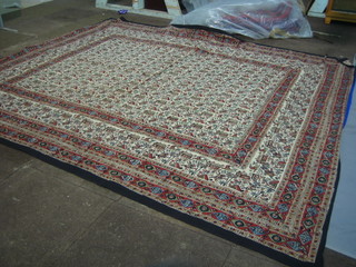 A beige ground block printed woolwork wall hanging 102" x 86"
