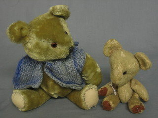 A yellow teddybear with articulated limbs 8" and 1 other 12"