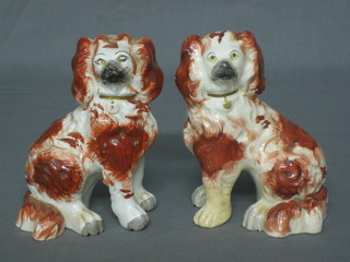 A pair of 19th Century Staffordshire figures of standing Spaniels (f and r) 6"