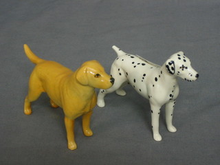 A Beswick figure of a standing Dalmatian (tail f) 3" and a Labrador