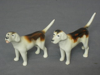 2 Beswick figures of standing hounds (f and r) 3"