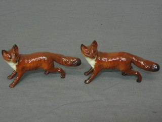 2 Beswick figures of running foxes 5"