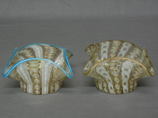 2 square Nailsea style glass baskets 2 1/2"