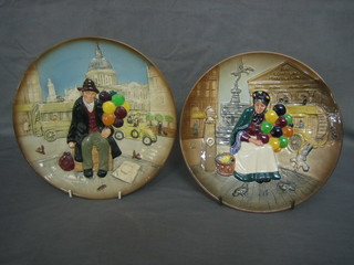 A Royal Doulton plate decorated The Balloon Man D6655 1980 and 1 other The Old Balloon Seller 10"
