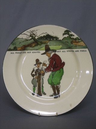 A Royal Doulton golfing seriesware plate marked All Fools Are Not Knaves but All Knaves are Fools, 10 1/2"
