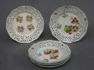 5 Continental porcelain ribbonware plates 7"