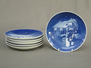 6 Copenhagen porcelain Christmas plates 1969, 72, 73, 78, 79 and 1984