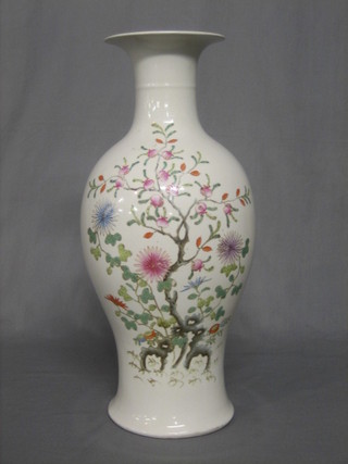 An Oriental famille vert club shaped vase, the base with 4 character mark, 18" high