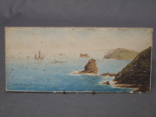 A E J Commett, watercolour drawing "Boscastle Cornwall" 4 1/2" x 10"