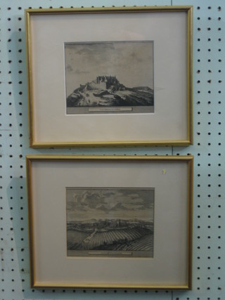 A set of 3 Continental engravings "Castles and Cathedrals" 5" x 62