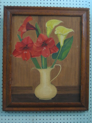 Noris Smith, oil on canvas, still life study "Vase of Lilies" 18" x 15"