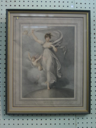 An 18th/19th Century coloured print "Mrs Duff" some creasing 14" x 11"