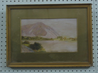 R Combe, watercolour "Mountain Lake" signed and dated 1925 6" x 10"