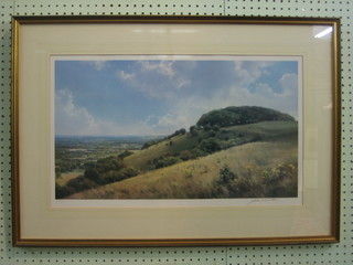 Frank Wootton, limited edition coloured print "The South Downs" 12" x 23"