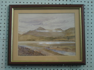 Watercolour drawing "Mountain Scene" monogrammed FRB, dated 16, 8" x 11"