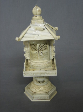 An Eastern ivory shrine cabinet, in the form of a Pagoda 10" (some damage)