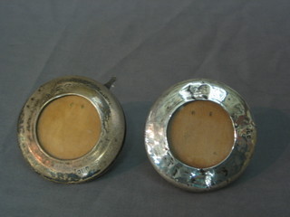 2 circular silver easel photograph frames 2"