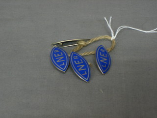 4 LNER oval enamelled badges marked 148, 165, 196 and 209