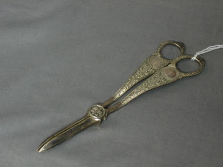 A pair of silver plated grape scissors
