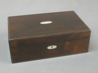 A Victorian rosewood writing slope with hinged lid, the interior fitted 2 inkwells 14"