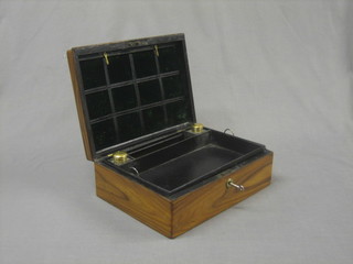 A 19th Century rectangular Zebra wood work box with hinged lid 13"