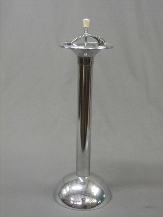 An Art Deco chromium plated pedestal ashtray 19"