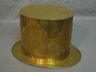 A brass wine cooler in the form of a top hat 7"