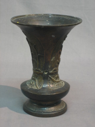 A 19th Century Japanese bronze vase decorated Dogs of Fo 8" (f)