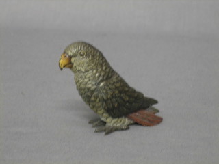 A cold painted bronze figure of a seated cockatoo/parrot 3"