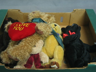 A Herman black teddybear, an ONC yellow teddybear and a Ty brown teddybear, together with 3 other teddybears