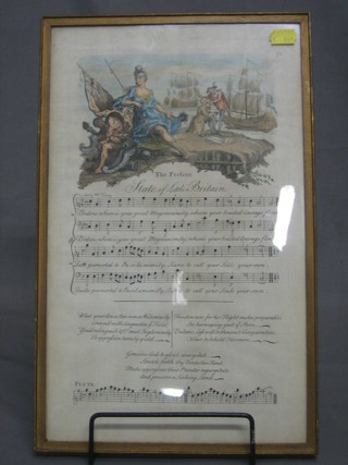 An 18th/19th Century illuminated score "The Prefent State of Little Britain" 15" x 9"