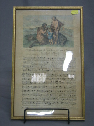 An 18th/19th Century illuminated score "Achilles Bought by Purcel The Mufick" 14" x 9"