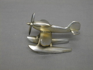 A 1930's chromium plated car mascot in the form of a Super Marine S6 sea plane 4"