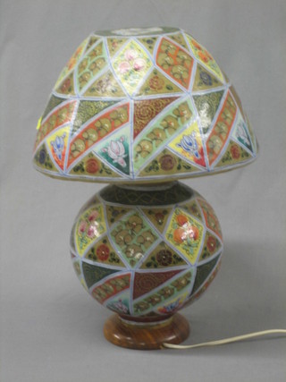 An Eastern hide table lamp 17"