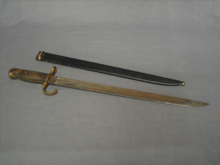 A French style bayonet with 15 1/2" blade complete with metal scabbard