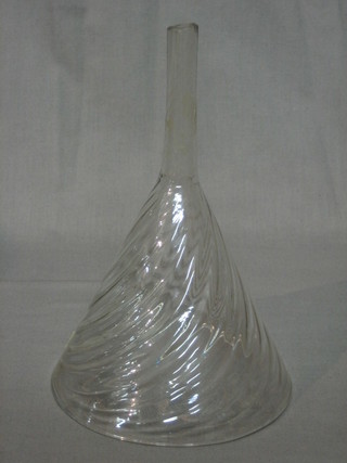 A Victorian clear glass funnel 9" (slight chip to rim)
