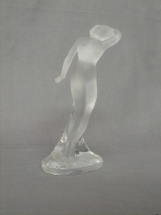 A modern Lalique glass figure in the form of a standing naked lady 10", the base marked Lalique