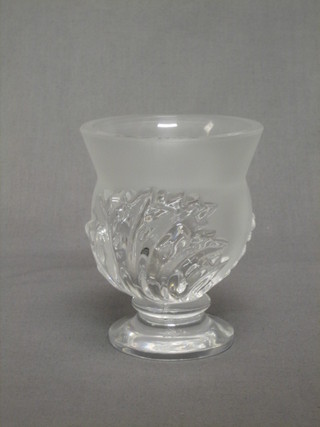 A modern Lalique glass pedestal bowl, the base marked Lalique France 4 1/2"