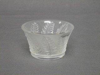 A circular Lalique glass fern pattern bowl 2", the base marked Lalique
