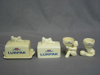 A Lurpack butter dish and cover, a Lurpack butter dish cover only and 2 Lurpack egg cups