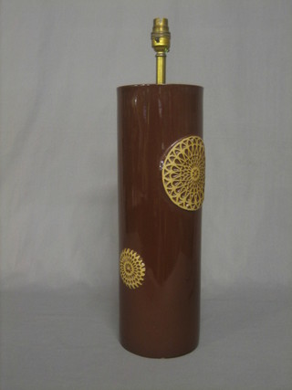 A brown glazed Doulton table lamp 17"
