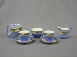 A Ming china square teapot together with 2 cups and saucers, cream jug and sugar bowl