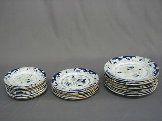 A 24 piece Royal Ironstone china dinner service comprising 9 10" dinner plates (1 cracked), 6 9" side plates (2 cracked) and 9 7 1/2" side plates (cracked), some rubbing and contact marks