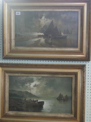 After F Arnold, a pair of prints "Fishing Scenes" 10" x 17 1/2"