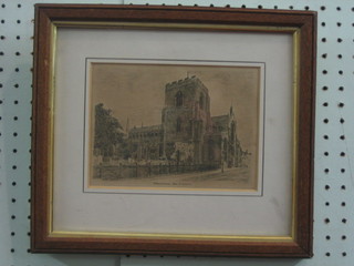 An etching "St Mary's Church, Bury St Edmonds" 5" x 7"