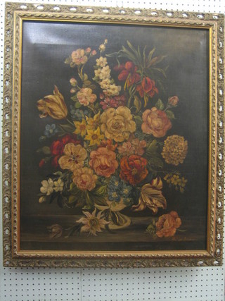 E Vanderman, oil on canvas "Vase of Flowers" 29" x 24"