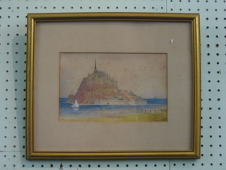 A Watercolour drawing "St Michael's Mount" monogrammed F and H 5" x 8" (some foxing)